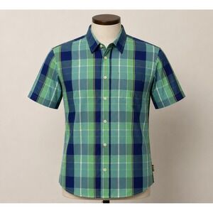 Colours by Alexander Julian Men's Large Plaid Button-Up Shirt Blue Teal Green